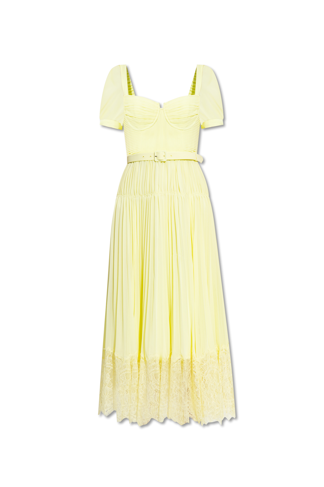 Self portrait best sale yellow pleated dress